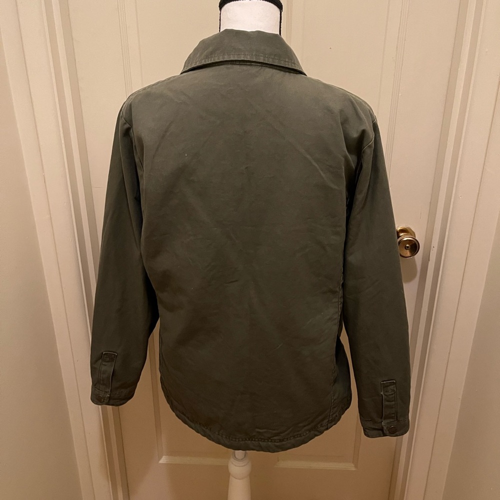 VTG Woolrich Green Fleece Blanket Lined Barn Jacket Chore Coat Women’s Small - Picture 3 of 7